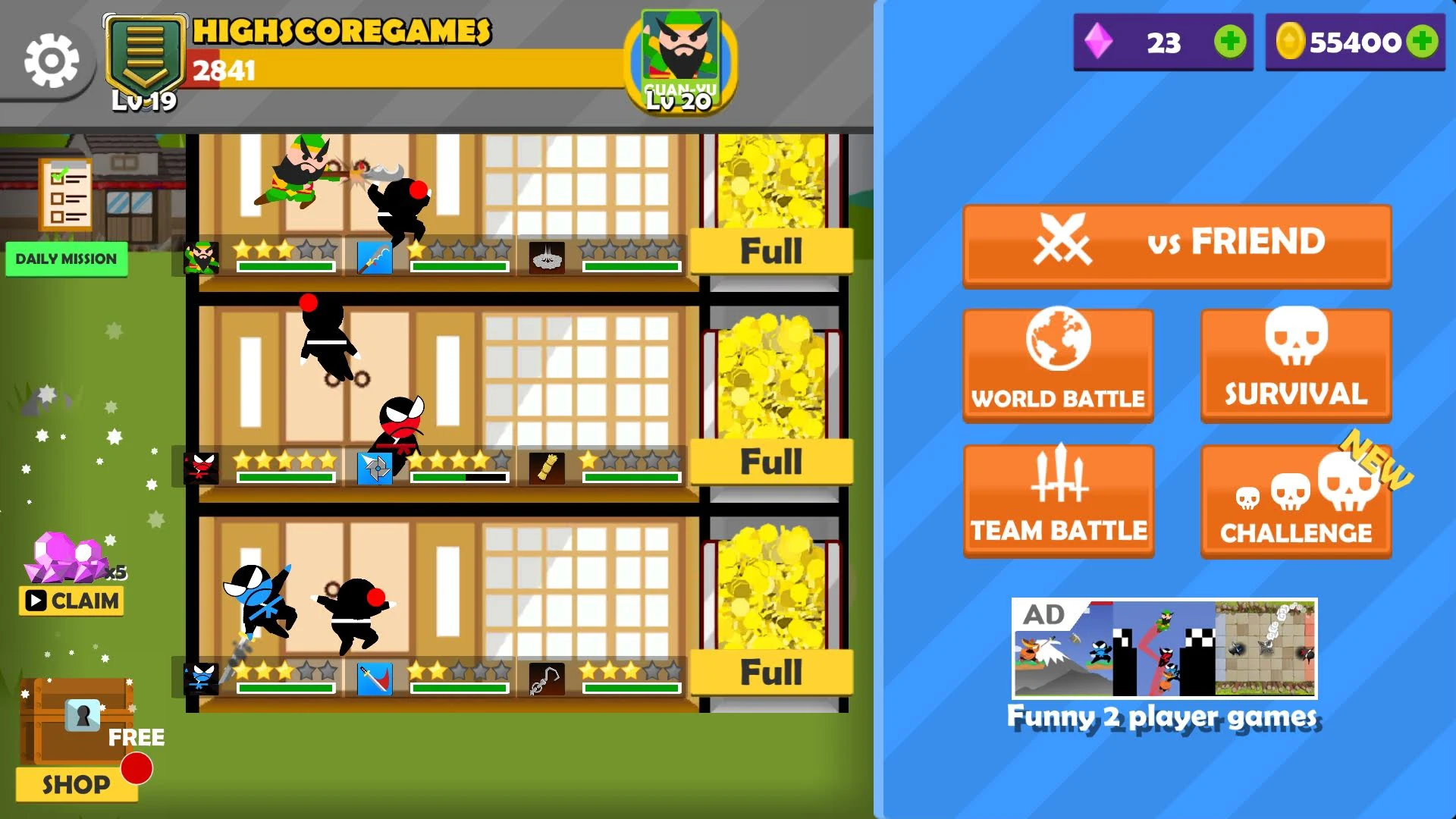 Jumping Ninja Battle 2 Player screenshot